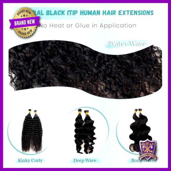 16 Inch Kinky Straight I-Tip Human Hair Extensions 100 Strands 50g main image 4